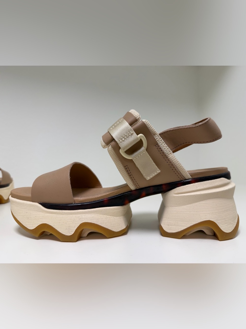 Sorel Taupe and Cream Platform Sandals